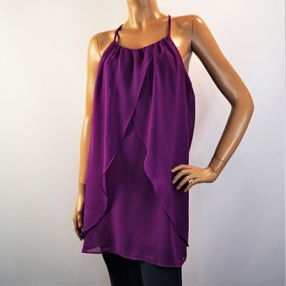 Tunic Top Purple Long Winged Sleeveless Size Medium Forever 21